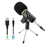MK-F200FL Professional Handheld Condenser Microphone USB Computer Microphone Stand Tripod Wired 3.5mm Jack For Recording Studio