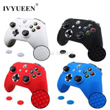 2 in 1 Xbox One S Slim X Controller Silicone Gel Rubber Skin Case + 2 PCS Joystick Grips Analog Stick Caps